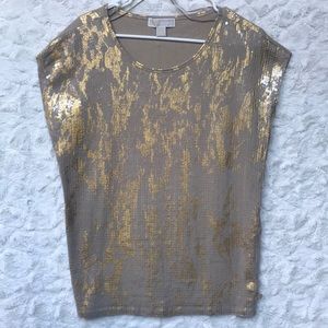 Michael Kors Tan/Gold Sequined Shell Sz LG
